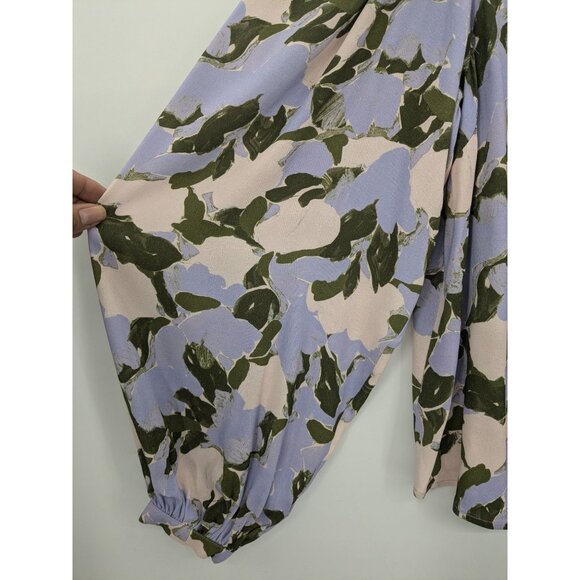 & Other Stories Floral Top Women Size 2 Balloon Sleeve Mock Neck Romantic Office - Picture 6 of 14